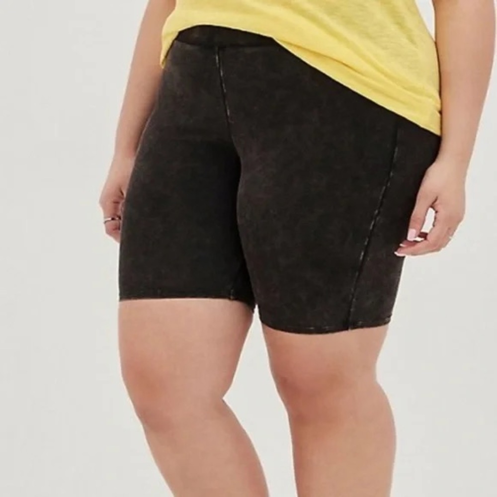 Torrid Acid Wash Black Biker Shorts